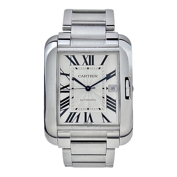 Cartier Tank Anglaise XL Stainless Steel Roman Automatic Men's Watch 3507 - Picture 1 of 9